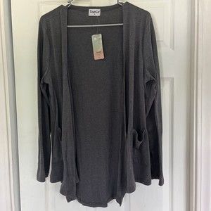 Womens TownCat Gray Long Sleeved Open Front Cardigans small Long  with pocketNEW